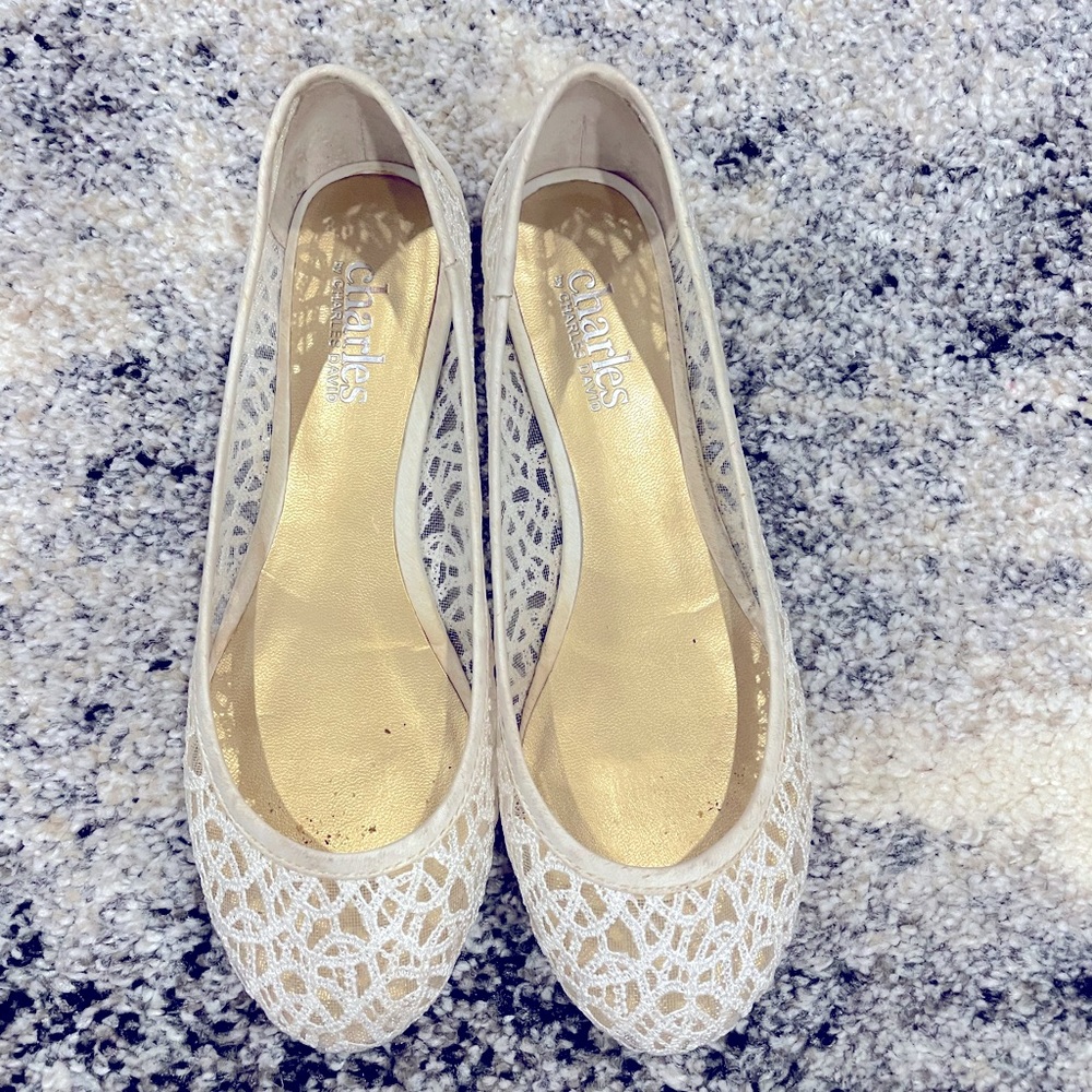 Charles by Charles David white mesh lace flats size 5